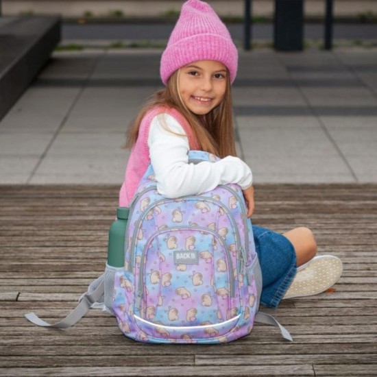 BackUp négyrekeszes iskolatáska, hátizsák lányoknak, mini kapibara