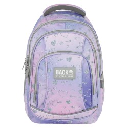 BackUP négyrekeszes iskolatáska, hátizsák, rózsaszín silver glitter