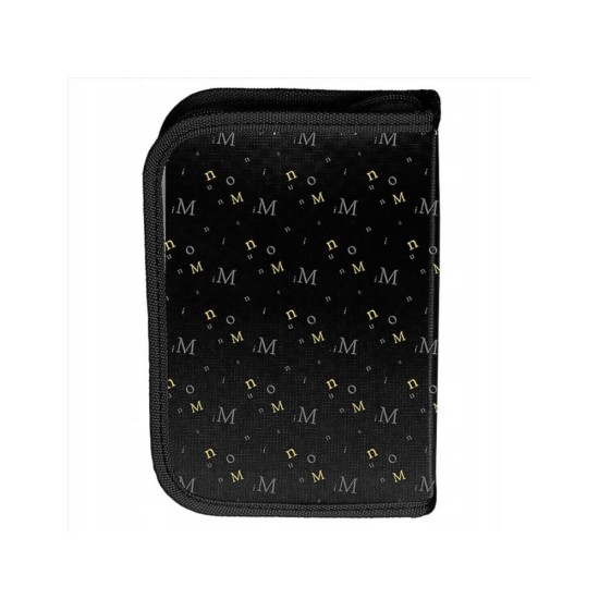 DISNEY MINNIE egyrekeszes, felszerelt, kihajtható tolltartó lányoknak, black-gold