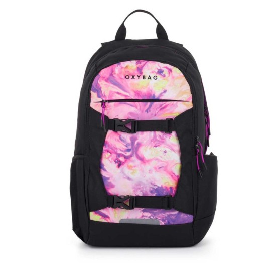 OXY ZERO BATIK ergonomikus hátizsák, iskolatáska, fekete-rózsaszín