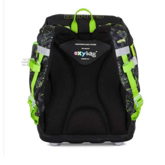 Premium Cool Gamer ergonomikus iskolatáska és hátizsák fiúknak, neonzöld - fekete, Oxybag