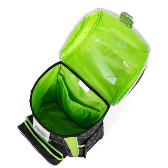 Premium Cool Gamer ergonomikus iskolatáska szett tolltartóval és tornazsákkal fiúknak - 3 részes szett, neonzöld – fekete, Oxybag